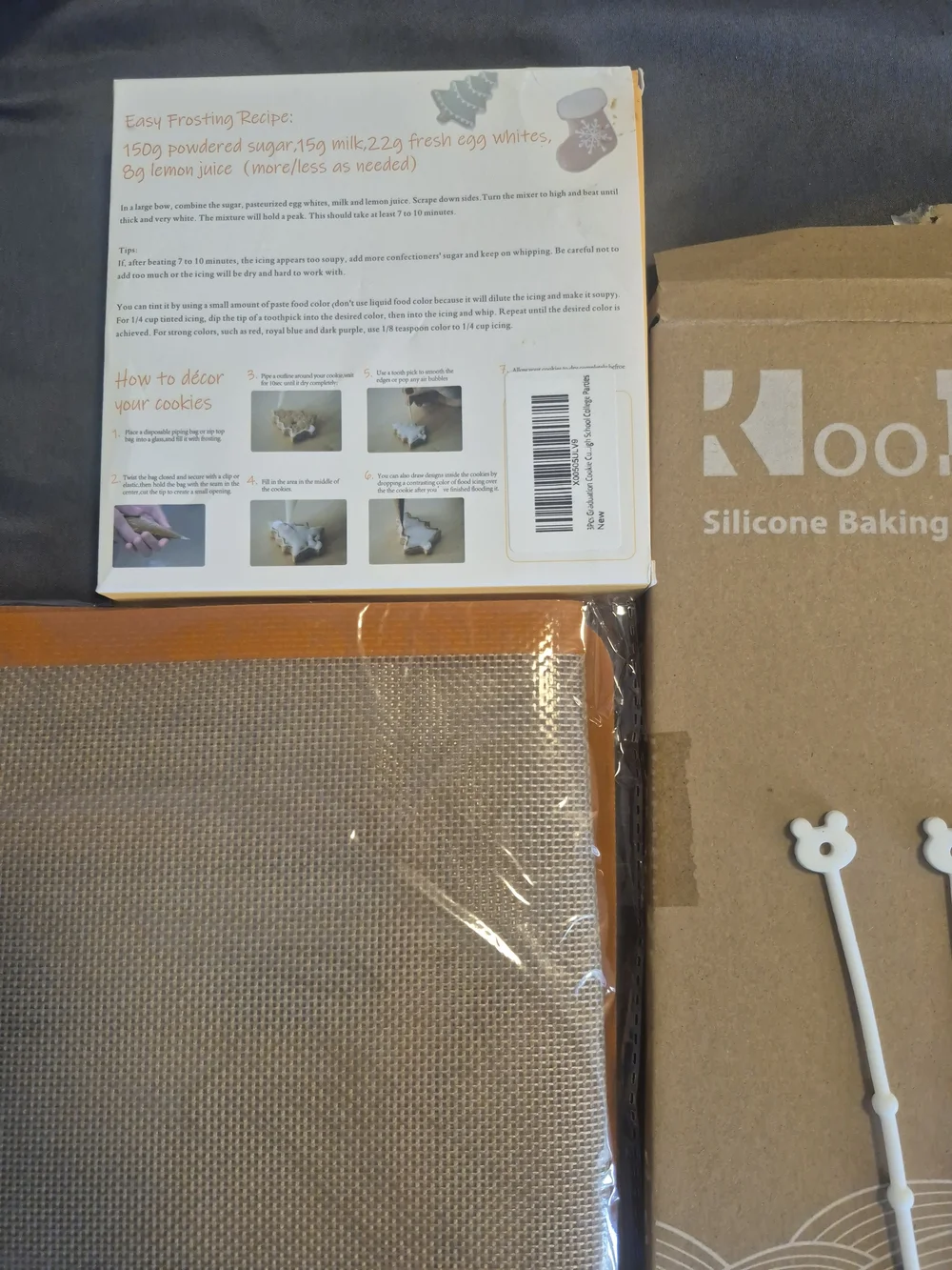 Non-Stick Orange Trim Silicone Mesh Baking Mat Set